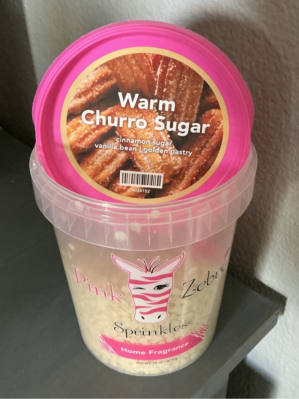 Warm Churro Sugar Pink Zebra Wax Melts in a 4 oz blend bag